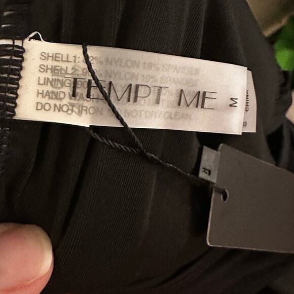 Tempt Me Black One Piece High Neck Monokini Swim Suit Size Medium NWT - Picture 4 of 6